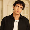 Black Regular Fit Textured Shirt Structured Shirt Bushirt