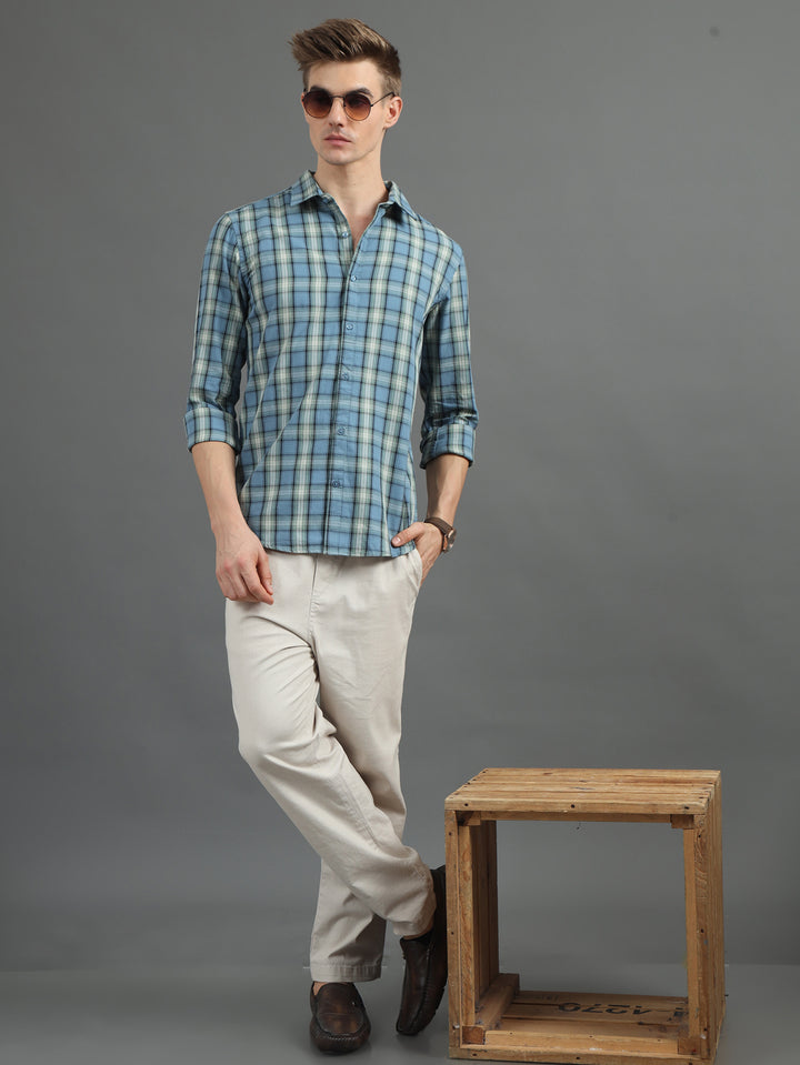 Tartan Grid Turkish Blue Checked Shirt Checks Shirt Bushirt   