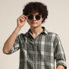Green Regular Fit Check Shirt Checks Shirt Bushirt
