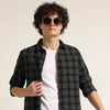 Black Regular Fit Check Shirt Checks Shirt Bushirt