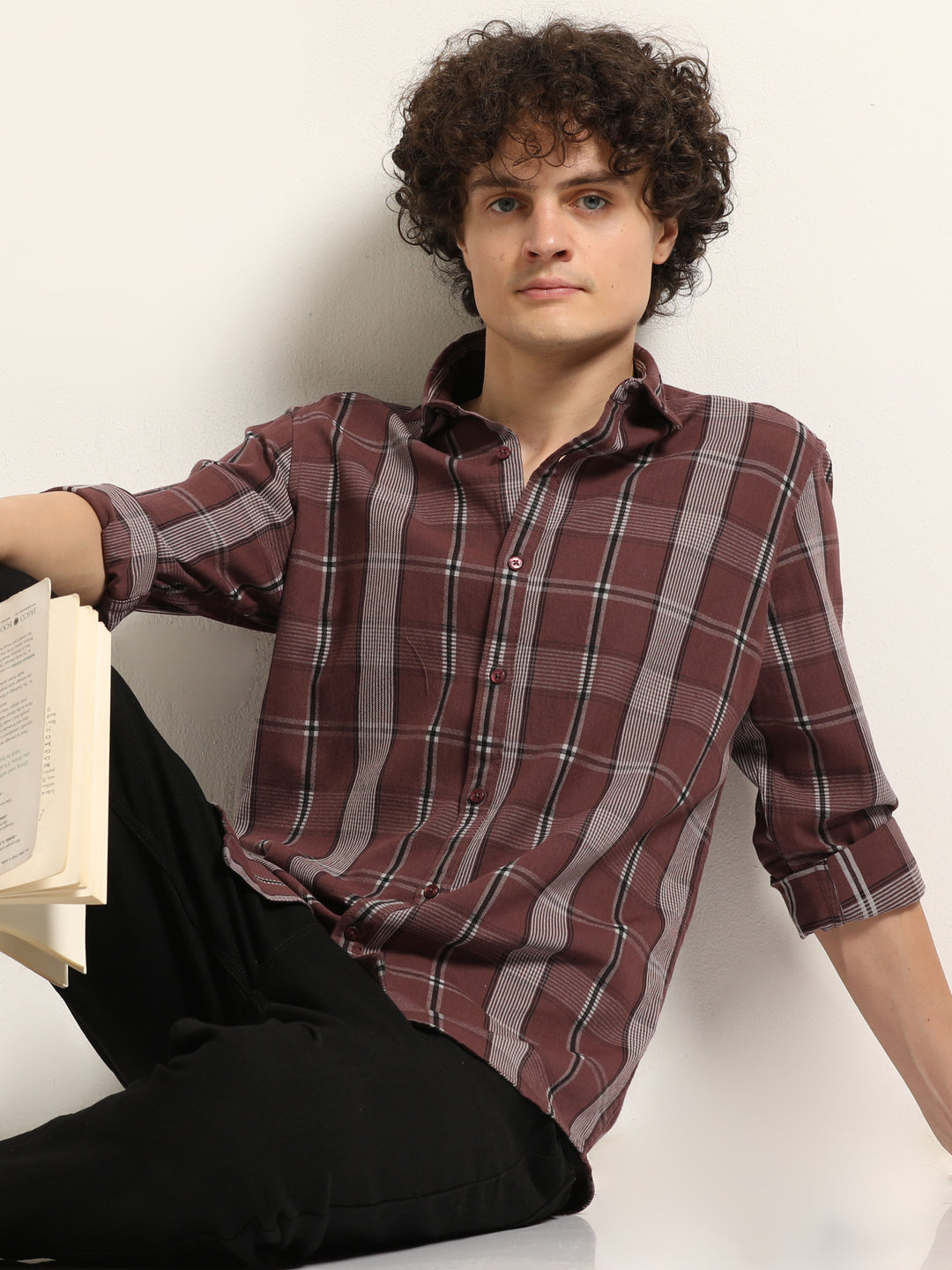 Taupe Regular Fit Check Shirt Checks Shirt Bushirt