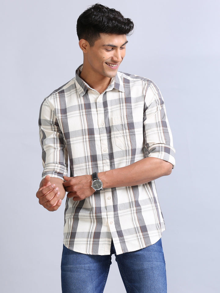Wale Quadrey Grey Checks Shirt Checks Shirt Bushirt   