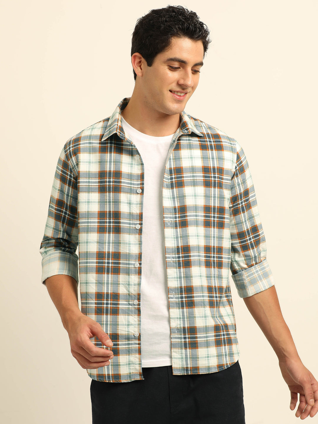 Brown Regular Fit Check Shirt Checks Shirt Bushirt