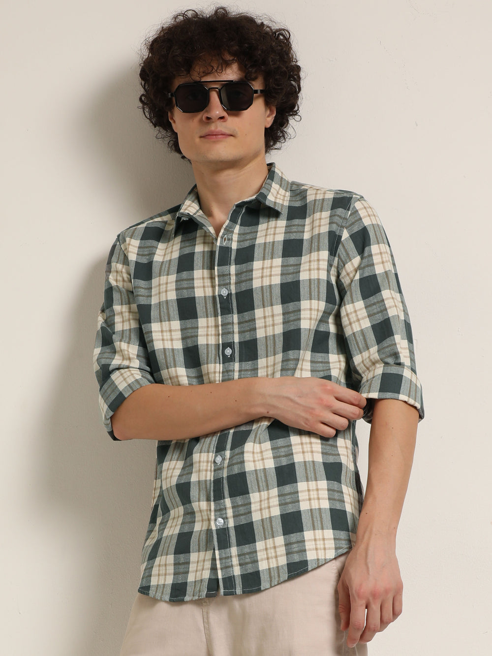 Slate Grey Regular Fit Check Shirt Checks Shirt Bushirt