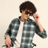 Stone Grey Check Regular Fit Shirt Checks Shirt Bushirt