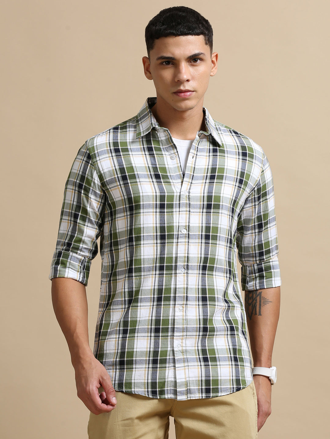 Cannon Green Checks Shirt Checks Shirt Bushirt   