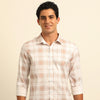 Tan Regular Fit Check Shirt Checks Shirt Bushirt