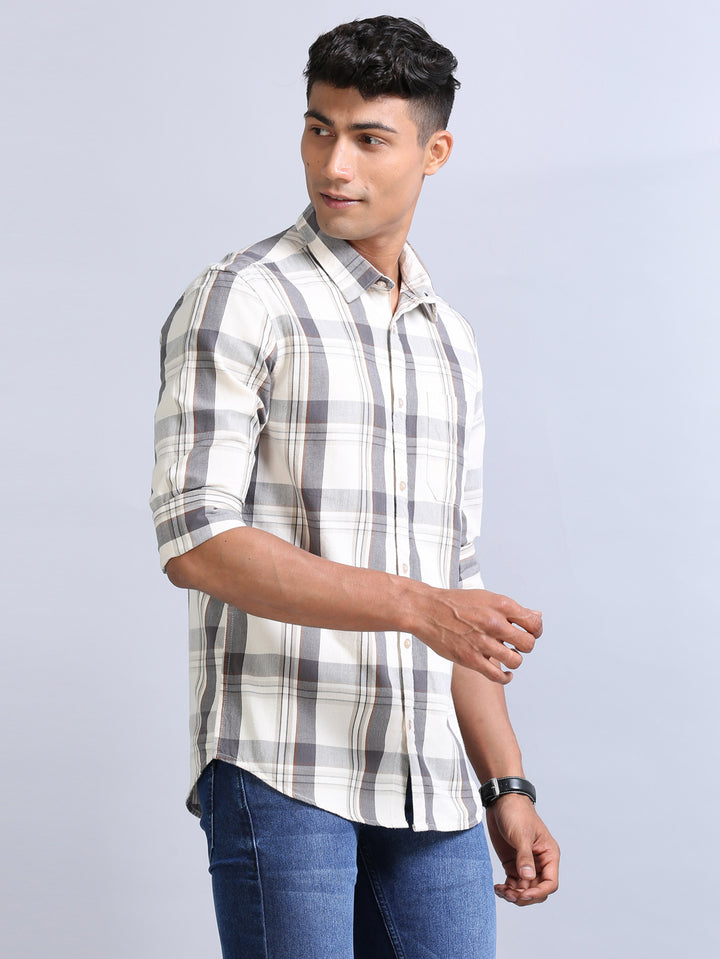 Wale Quadrey Grey Checks Shirt Checks Shirt Bushirt   