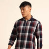 Navy Blue Regular Fit Check Shirt Checks Shirt Bushirt