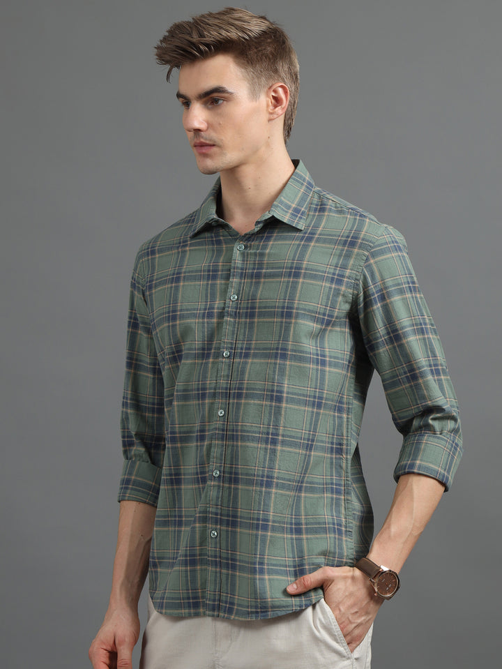 Quaint Green Checked Shirt Checks Shirt Bushirt   