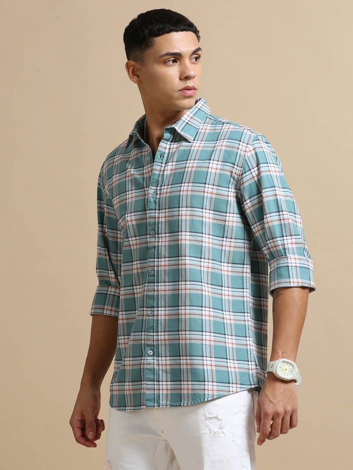 Blezza Tiffany Blue Checks Shirt Checks Shirt Bushirt   