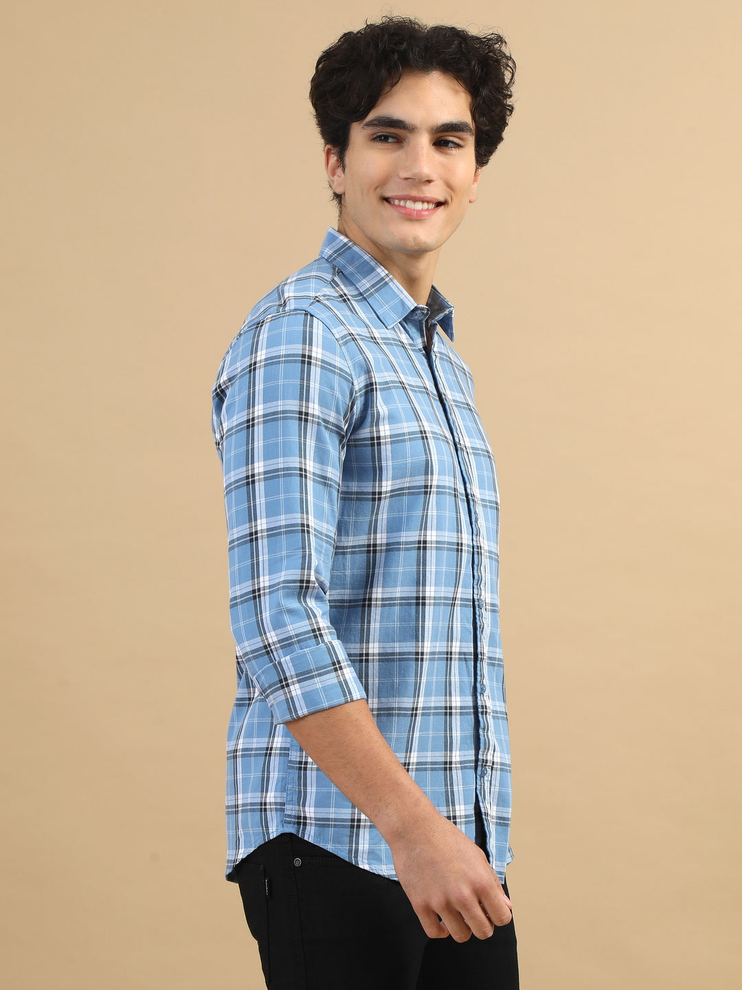 Classic Grid Urban Blue Checks Shirt Checks Shirt Bushirt   