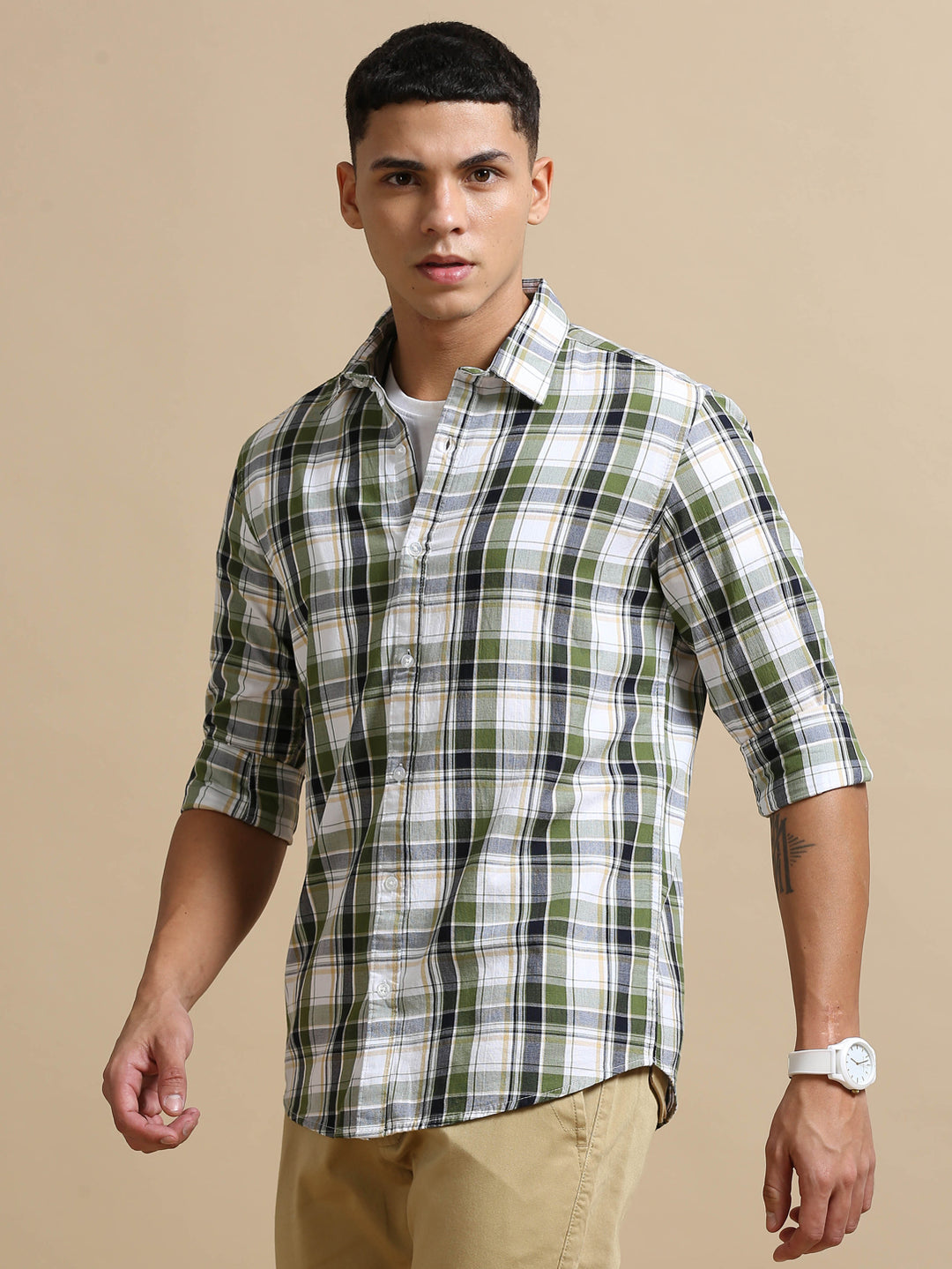 Cannon Green Checks Shirt Checks Shirt Bushirt   