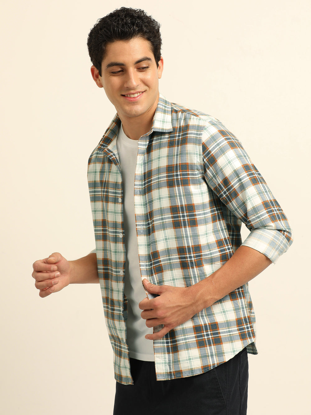 Brown Regular Fit Check Shirt Checks Shirt Bushirt