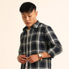 Navy Blue Regular Fit Check Shirt Checks Shirt Bushirt