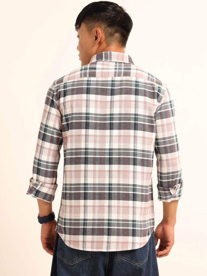 Taupe Regular Fit Check Shirt Checks Shirt Bushirt