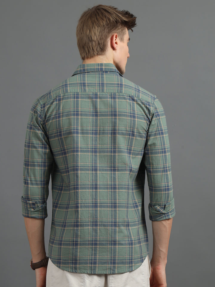 Quaint Green Checked Shirt Checks Shirt Bushirt   