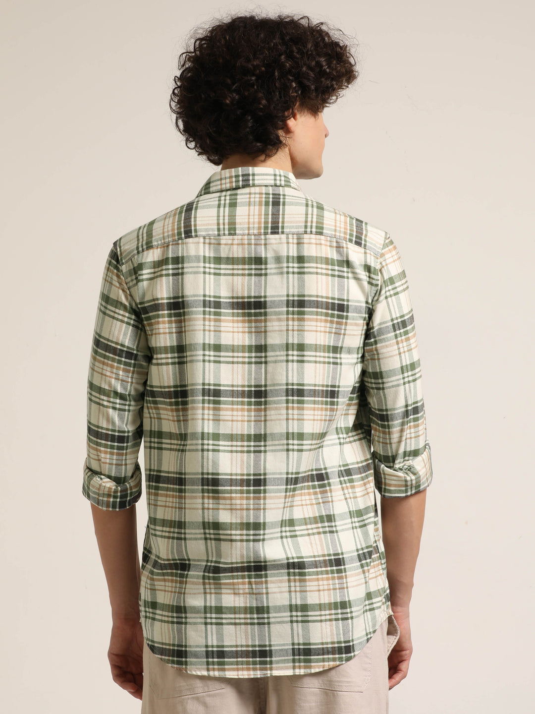 Green Regular Fit Check Shirt Checks Shirt Bushirt