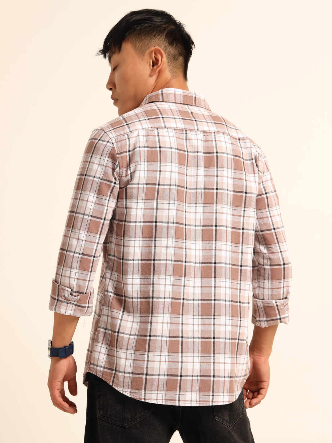 Tuscan Brown Regular Fit Check Shirt Checks Shirt Bushirt
