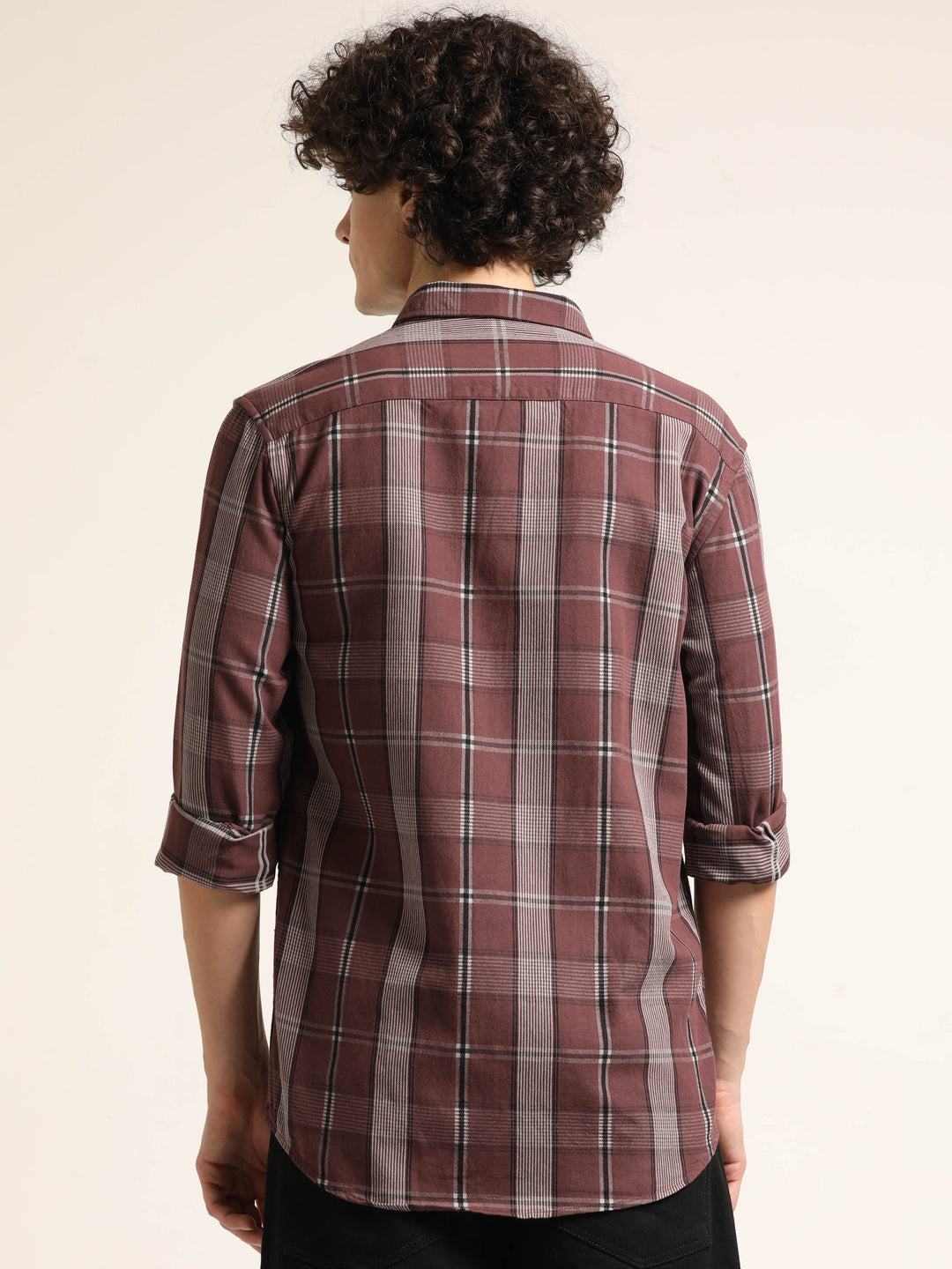 Taupe Regular Fit Check Shirt Checks Shirt Bushirt