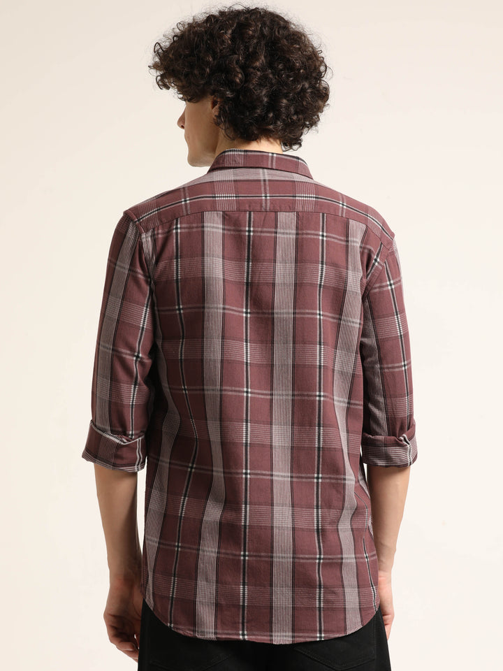 Taupe Regular Fit Check Shirt Checks Shirt Bushirt