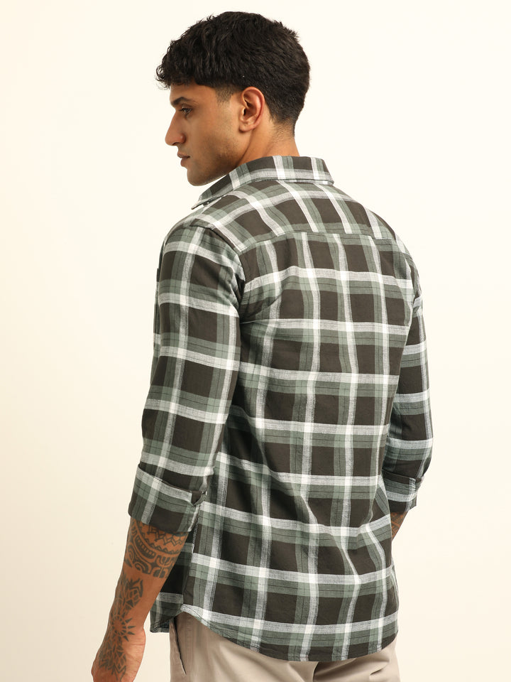 Tuscan Brown Regular Fit Check Shirt Checks Shirt Bushirt