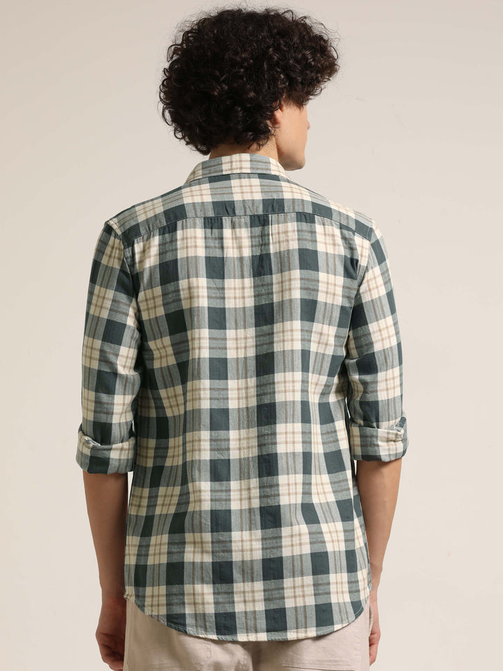 Slate Grey Regular Fit Check Shirt Checks Shirt Bushirt