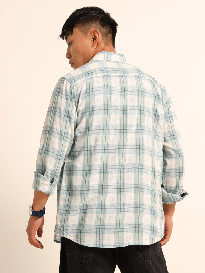 Light Blue Regular Fit Check Shirt Checks Shirt Bushirt