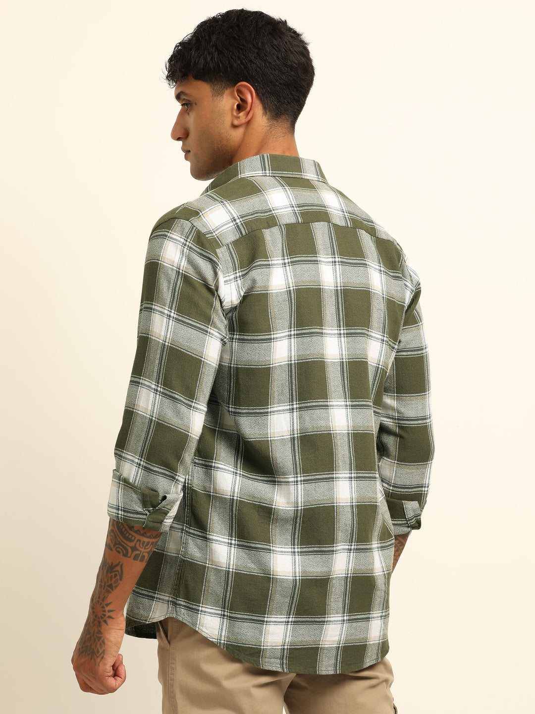 Mint Green Regular Fit Check Shirt Checks Shirt Bushirt