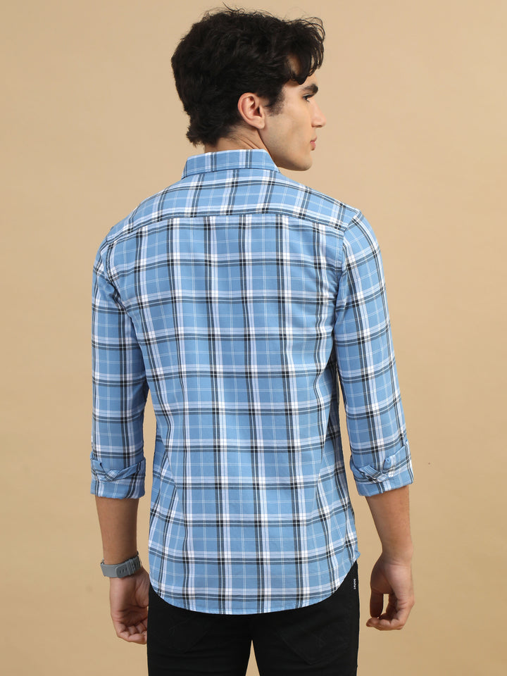 Classic Grid Urban Blue Checks Shirt Checks Shirt Bushirt   
