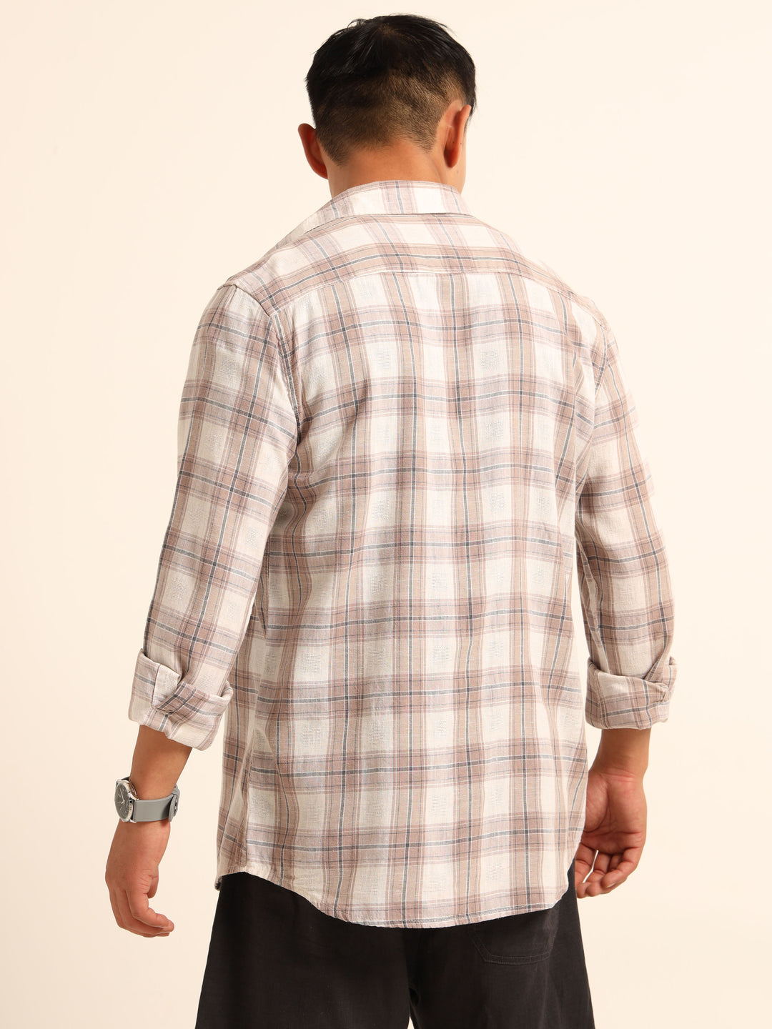 Light Mauve Regular Fit Check Shirt Checks Shirt Bushirt