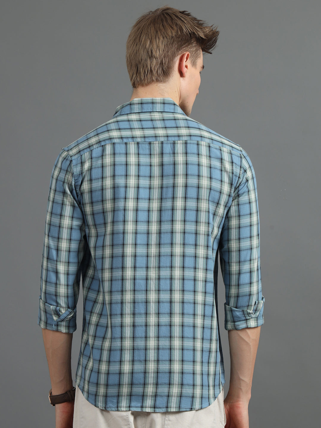 Tartan Grid Turkish Blue Checked Shirt Checks Shirt Bushirt   
