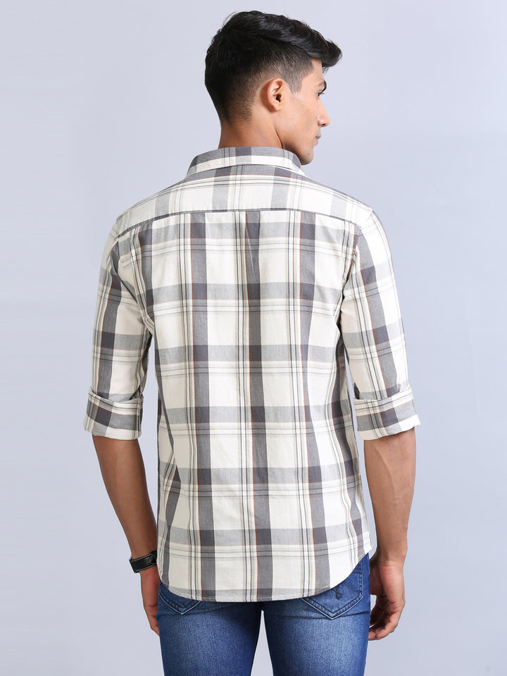 Wale Quadrey Grey Checks Shirt Checks Shirt Bushirt   