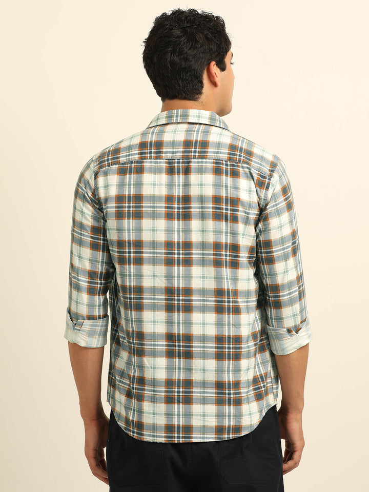 Brown Regular Fit Check Shirt Checks Shirt Bushirt