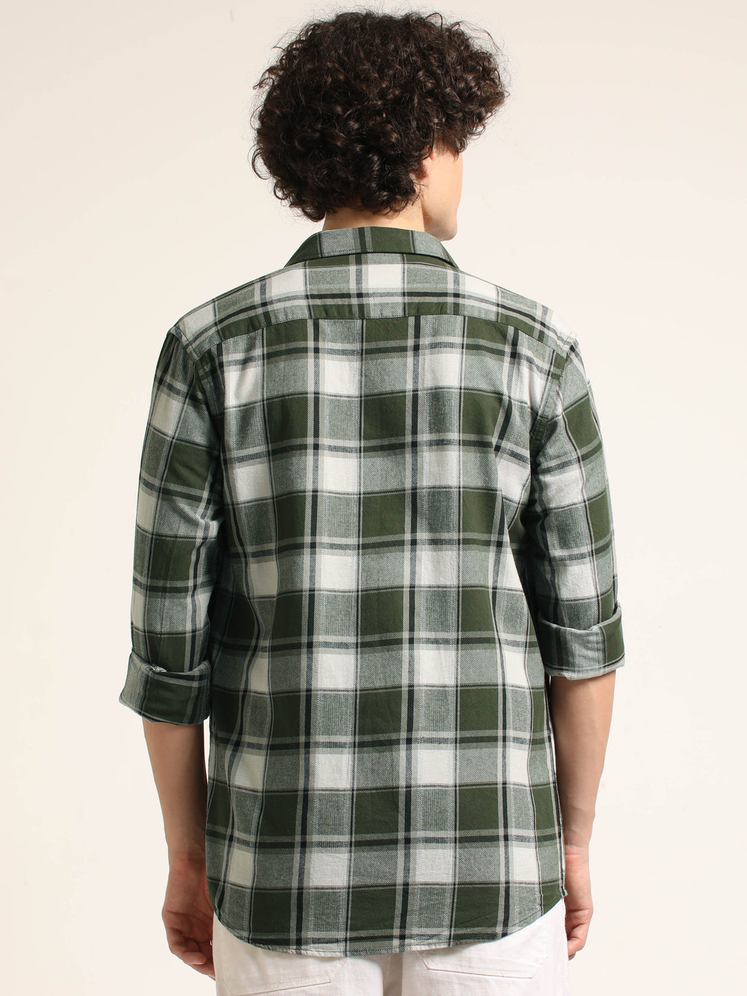 Olive Checks Regular Fit Shirt Checks Shirt Bushirt