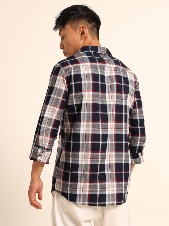 Wine Regular Fit Check Shirt Checks Shirt Bushirt