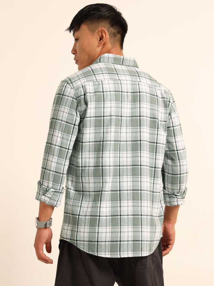 Misty Grey Regular Fit Check Shirt Checks Shirt Bushirt