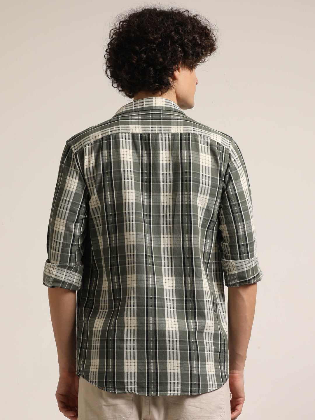 Green Regular Fit Check Shirt Checks Shirt Bushirt