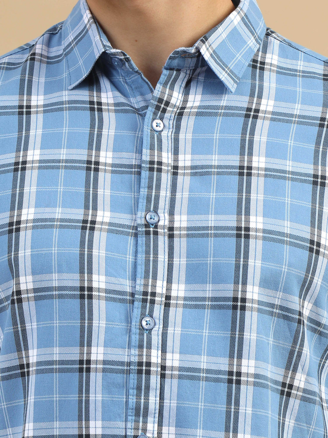 Classic Grid Urban Blue Checks Shirt Checks Shirt Bushirt   