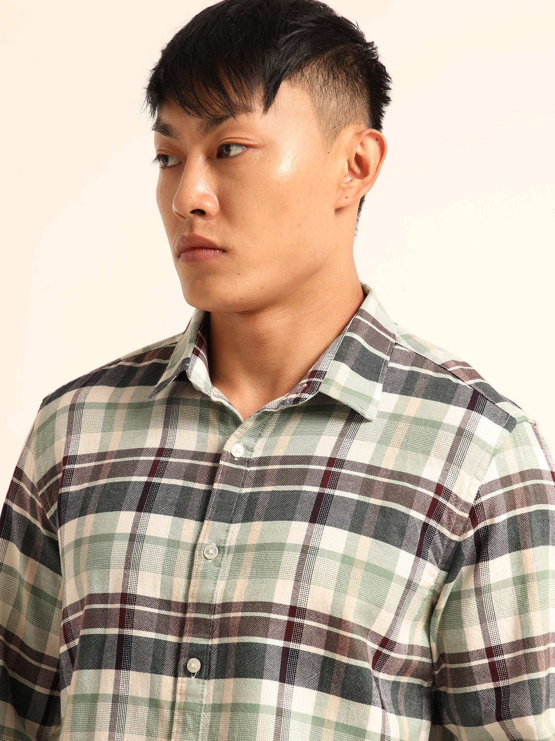 Spanish Green Regular Fit Check Shirt Checks Shirt Bushirt