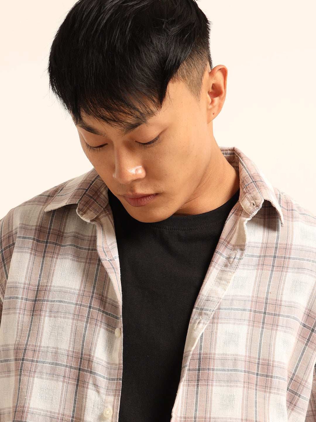 Light Mauve Regular Fit Check Shirt Checks Shirt Bushirt