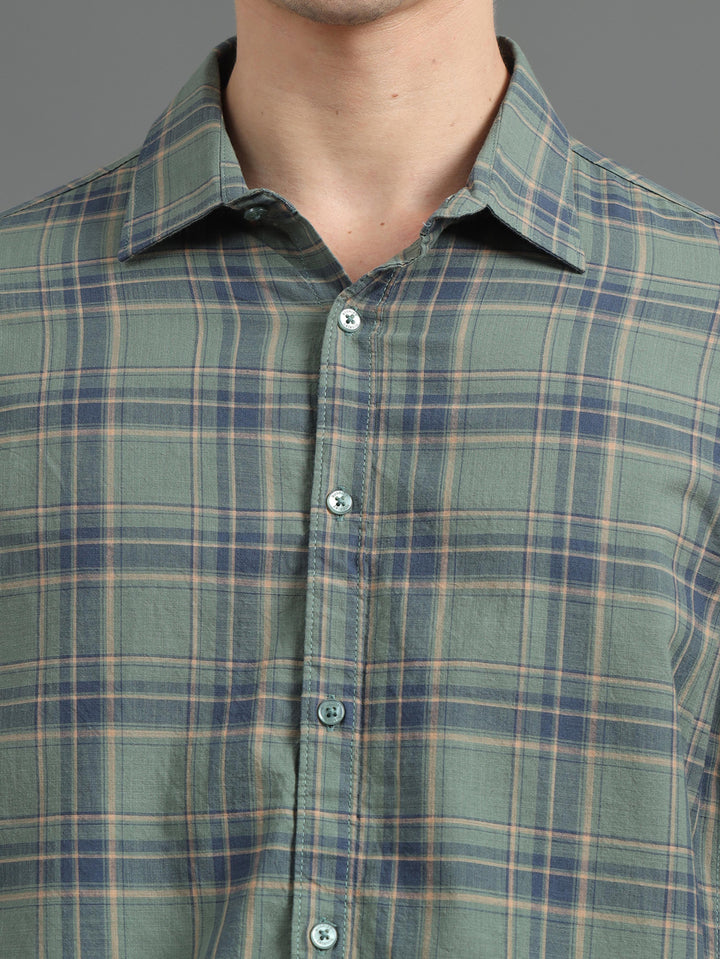 Quaint Green Checked Shirt Checks Shirt Bushirt   