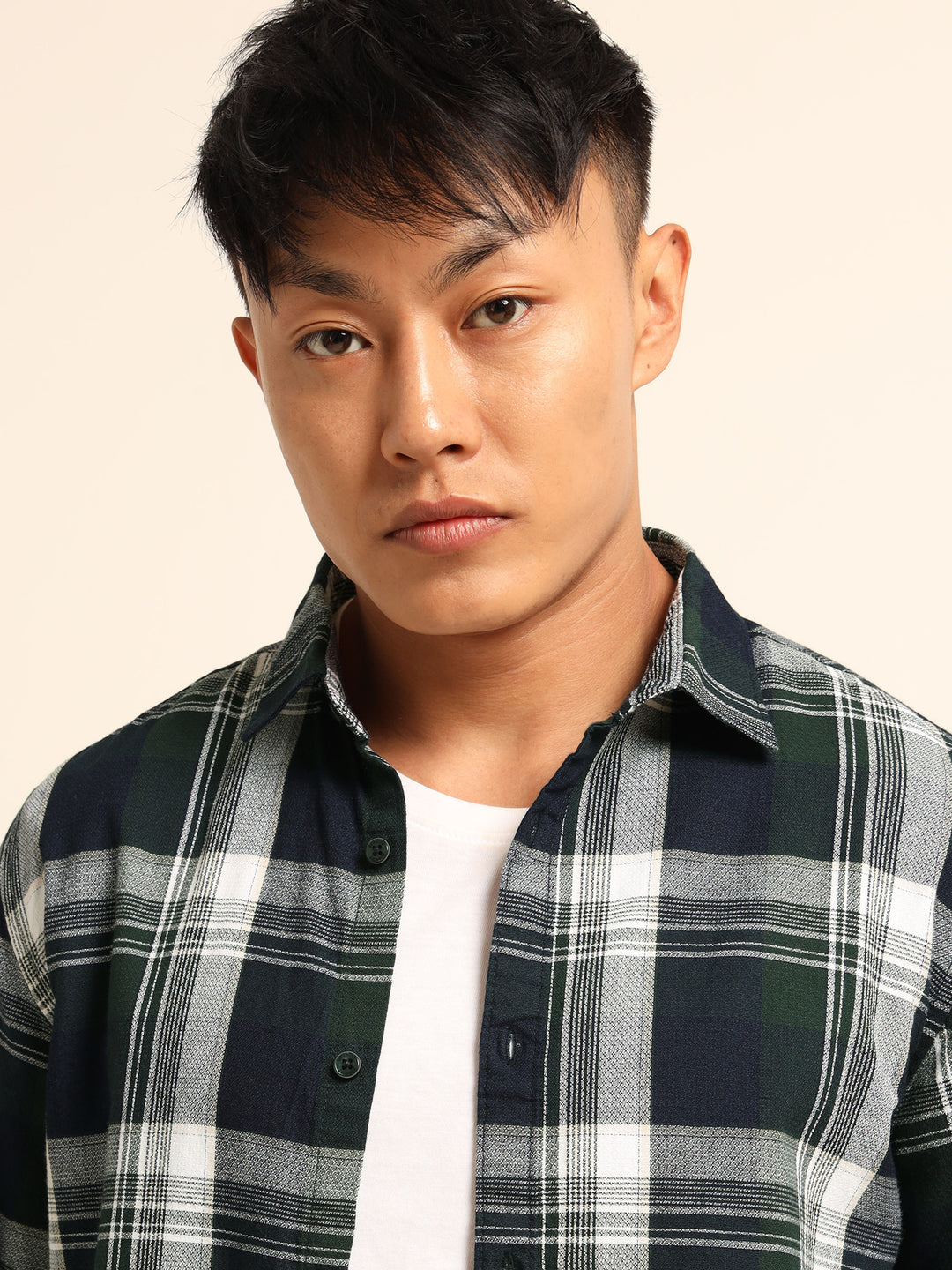 Dark Green Regular Fit Check Shirt Checks Shirt Bushirt