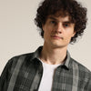 Dark Grey Regular Fit Check Shirt Checks Shirt Bushirt