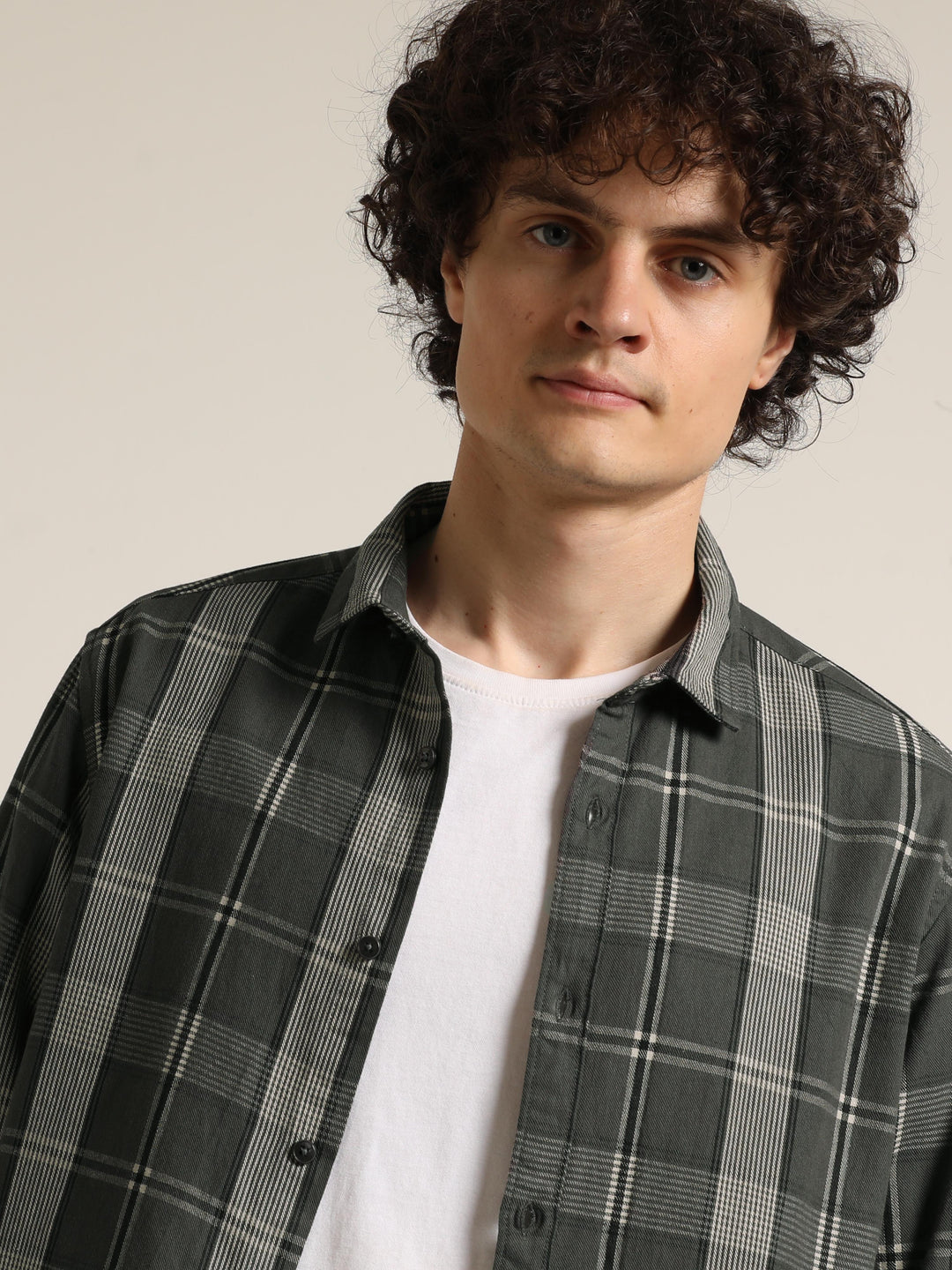 Dark Grey Regular Fit Check Shirt Checks Shirt Bushirt