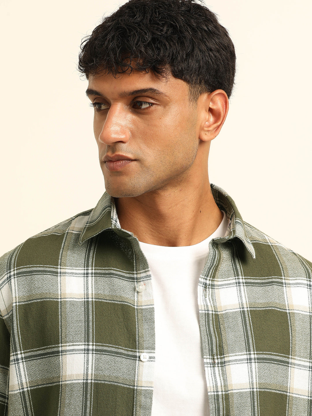 Mint Green Regular Fit Check Shirt Checks Shirt Bushirt