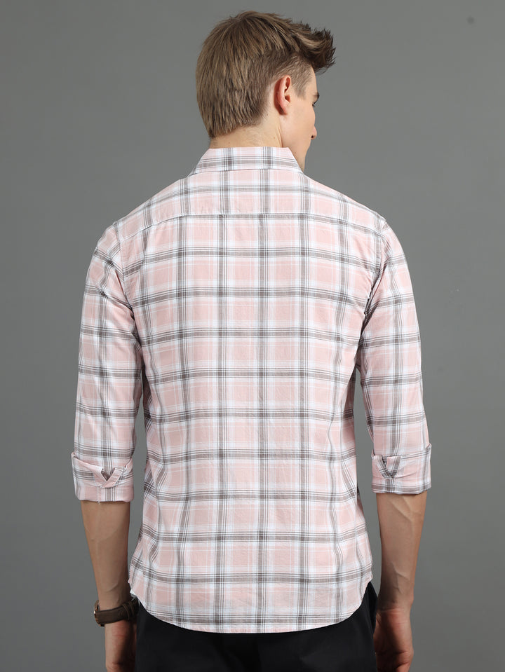 Quardo Light Pink Checks Shirt Checks Shirt Bushirt   