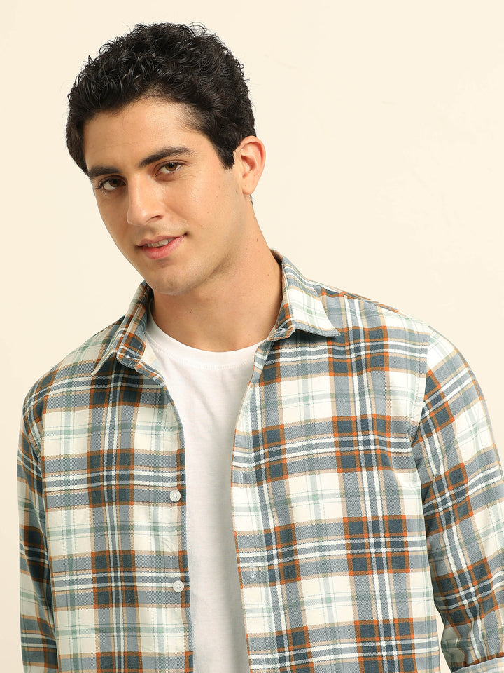 Brown Regular Fit Check Shirt Checks Shirt Bushirt