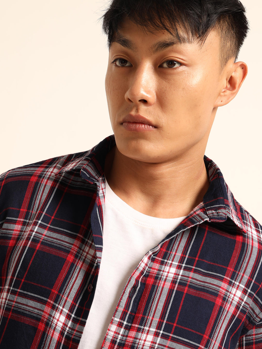 Red Regular Fit Check Shirt Checks Shirt Bushirt