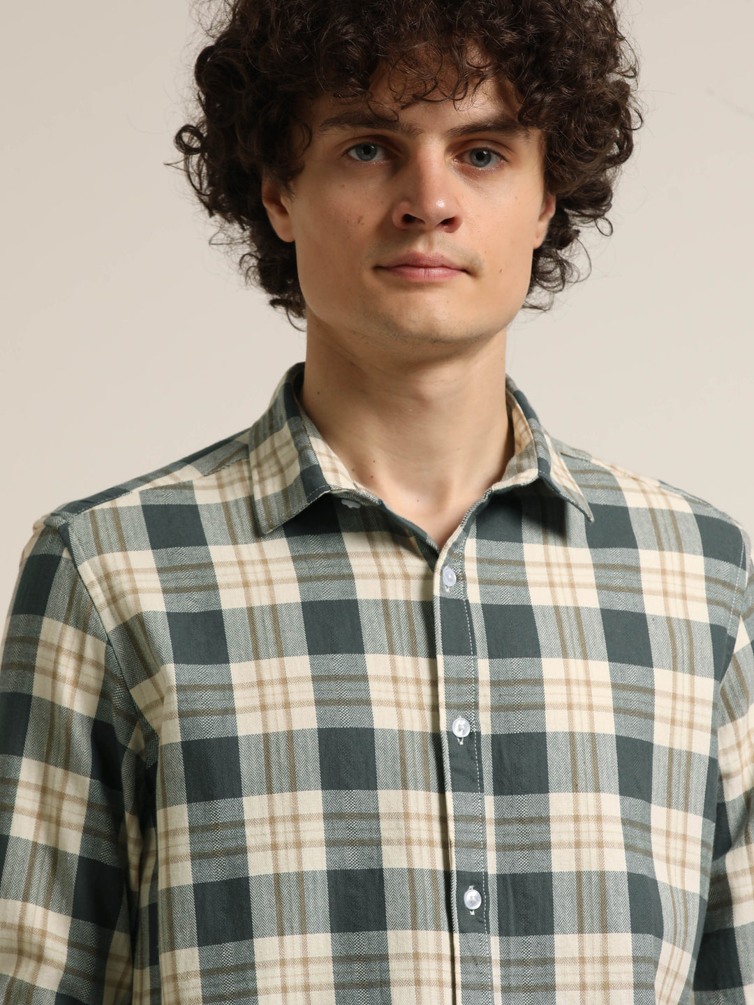 Slate Grey Regular Fit Check Shirt Checks Shirt Bushirt